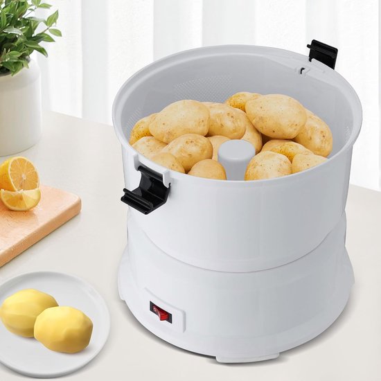 Elektrische Aardappelschilmachine - Automatische Schilmachine Keuken - Snel Groenten Schillen - 85W Pure Koper Motor - 0.8 kg Capaciteit - Wit — afbeelding 2