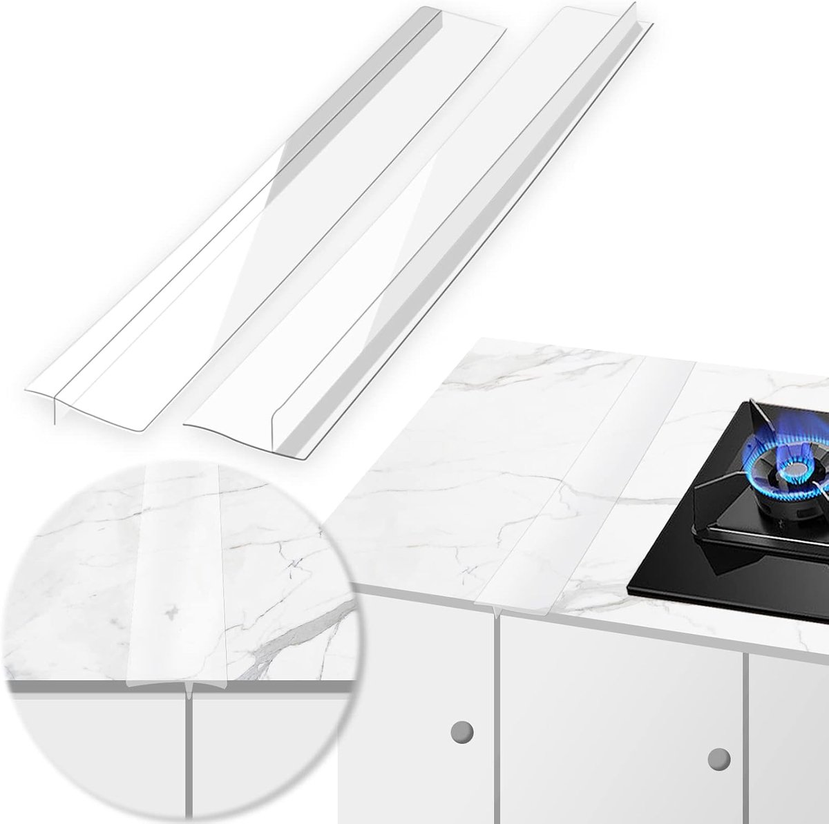 Afdekking voor kookplaat, kookplaat, kookplaat, wasmachine, droger, hittebestendig en gemakkelijk te reinigen, 2 stuks, transparant, 2 stuks
