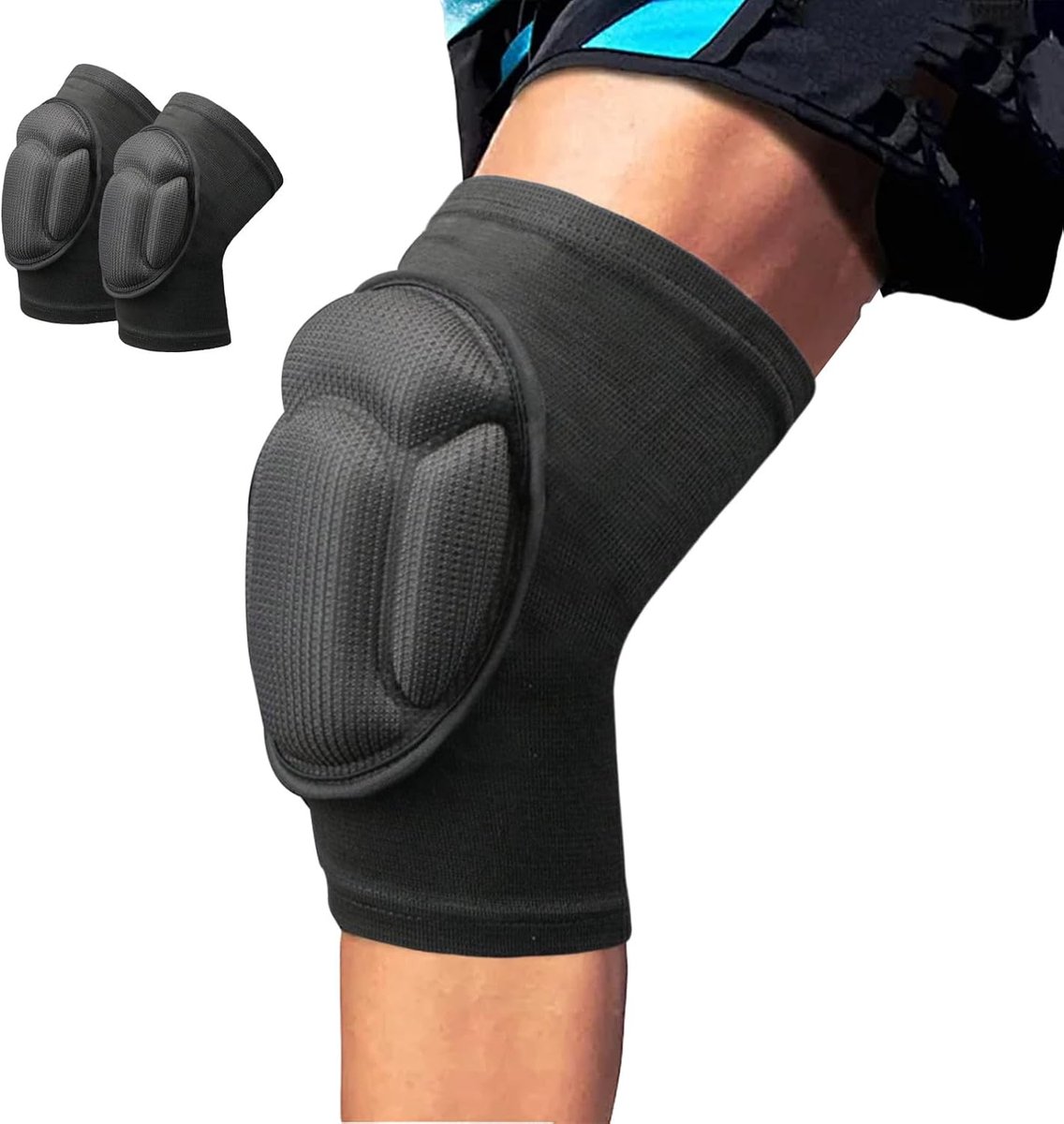 Kniebeschermers, 2 mm dikke spons, comfort, zwart, kniebeschermers voor tuinieren voor mannen en vrouwen, werk, broek, dans, volleybal, paardrijden, sport