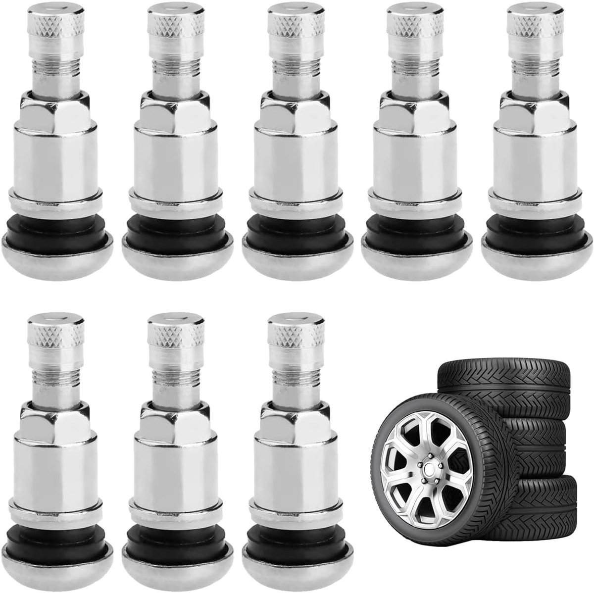 8 stuks autobandventiel, metalen ventielen voor aluminium velgen | universeel bandenventiel auto, tubeless-ventiel, geschikt voor banden van auto, vrachtwagen, motorfiets