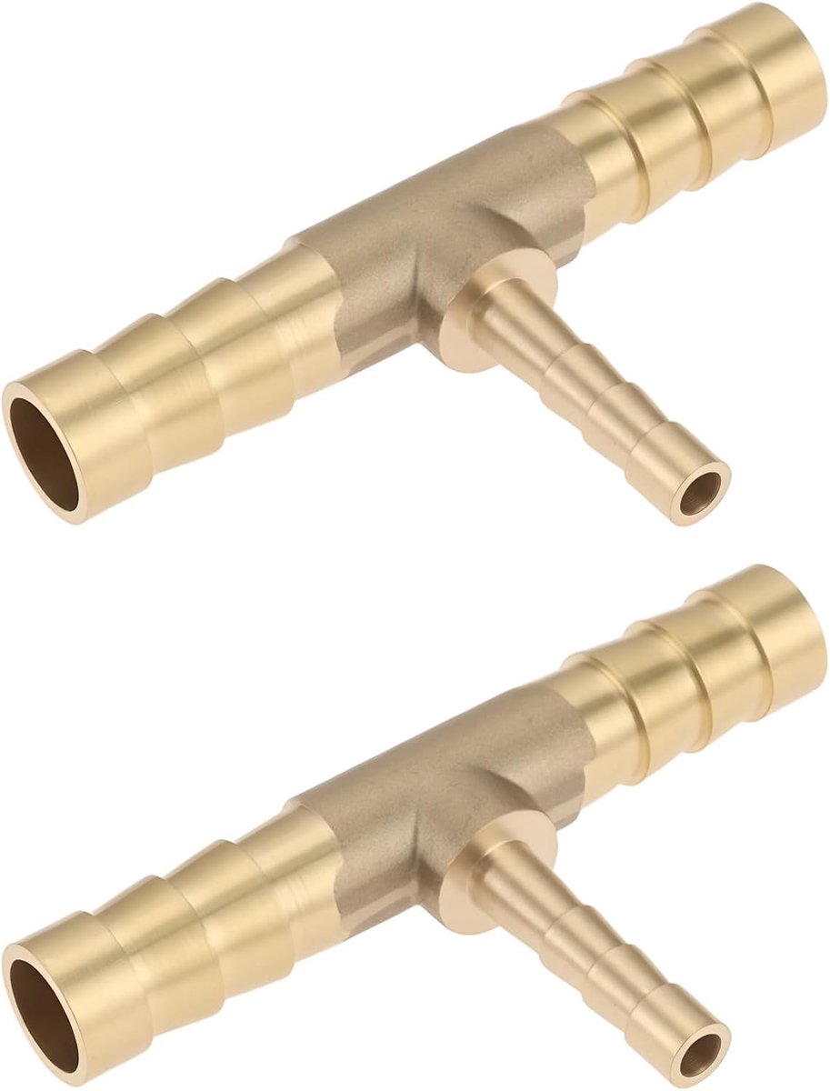 2X Messing Barb Vermindering T Stuk Maat 8mm-4mm-8mm Connect Lijnen voor Air Water Brandstof Olie en Inerte Gassen in Eenvoudige Manier
