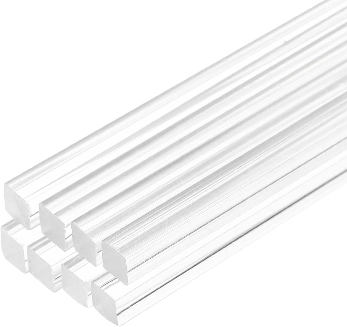 8 stuks acryl kunststof staven, vierkant, 10 mm x 300 mm, acrylstaaf, transparant, voor modelbouw, doe-het-zelf, architectuurmodelbouw, doe-het-zelf zandtafel
