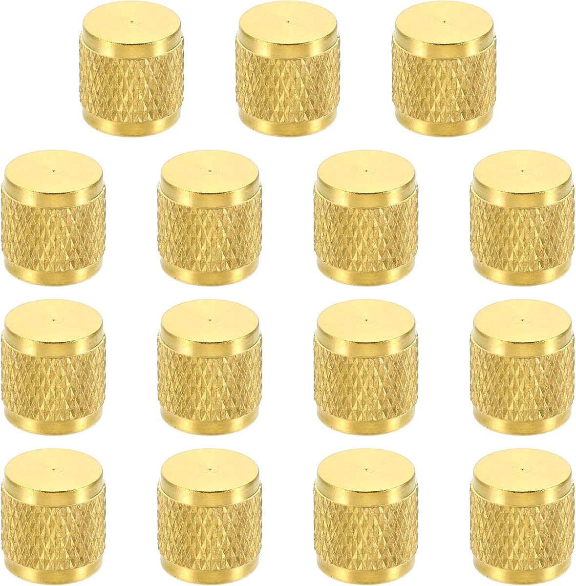 1/4 "SAE Service Toegangsventieldoppen, 15 Pack Koelservice Valve Cap Platte Valve Core Remover met Rubberen Afdichting voor HVAC AC Systeem