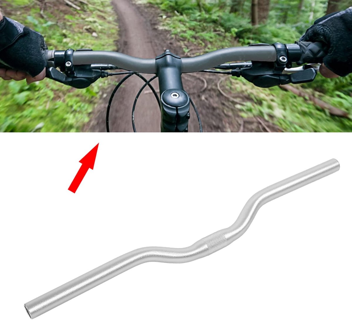 Gear Fietsstuur, Aluminium Fietsstuur Fiets Bar Stuur 25,4 Mm X 520 Mm(Zilver)