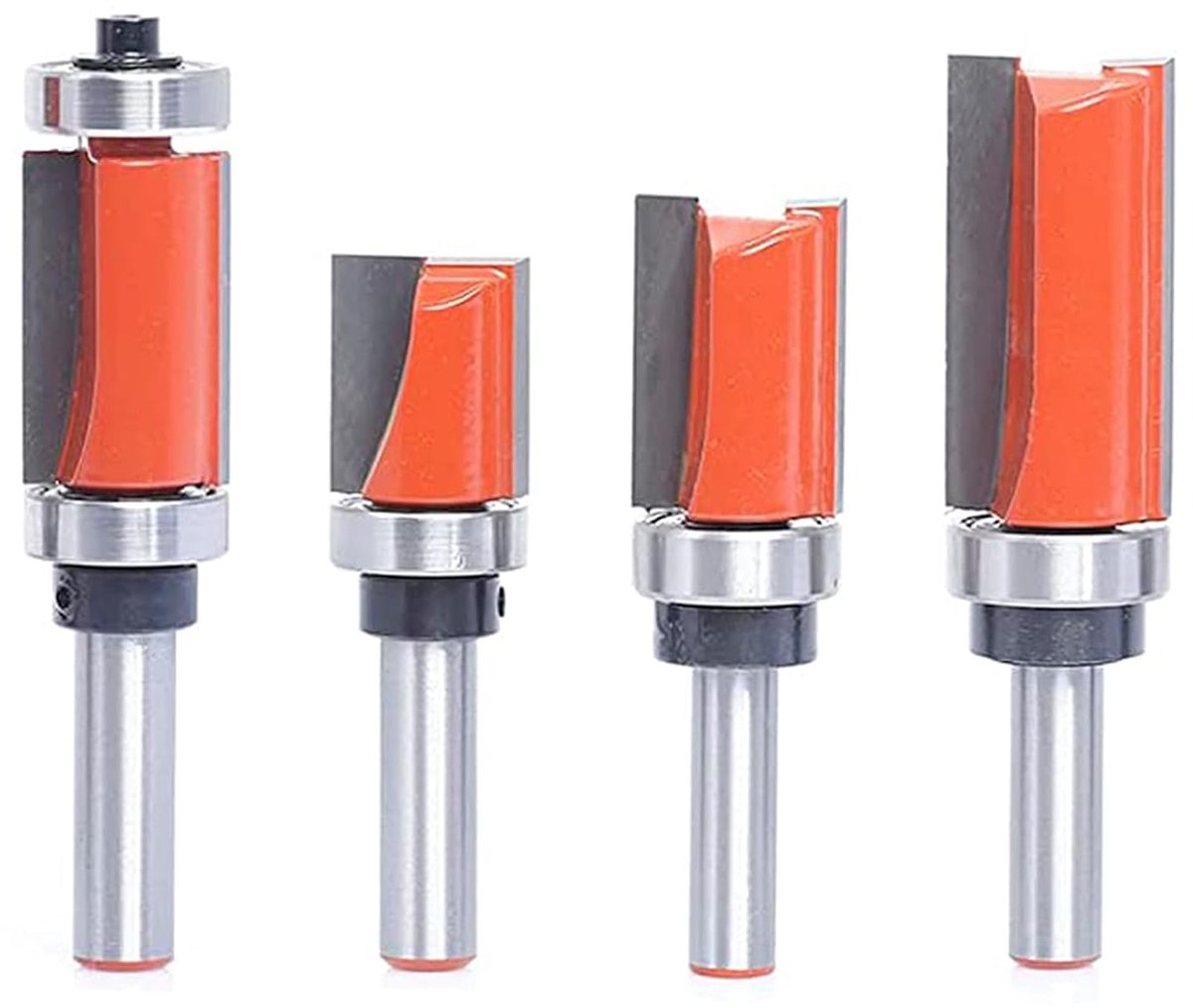 Frezen 8mm schacht - 4-delige vlakfrees met kogellager - duurzame carbide en staal - ideaal voor houtbewerking - SnelShoppen