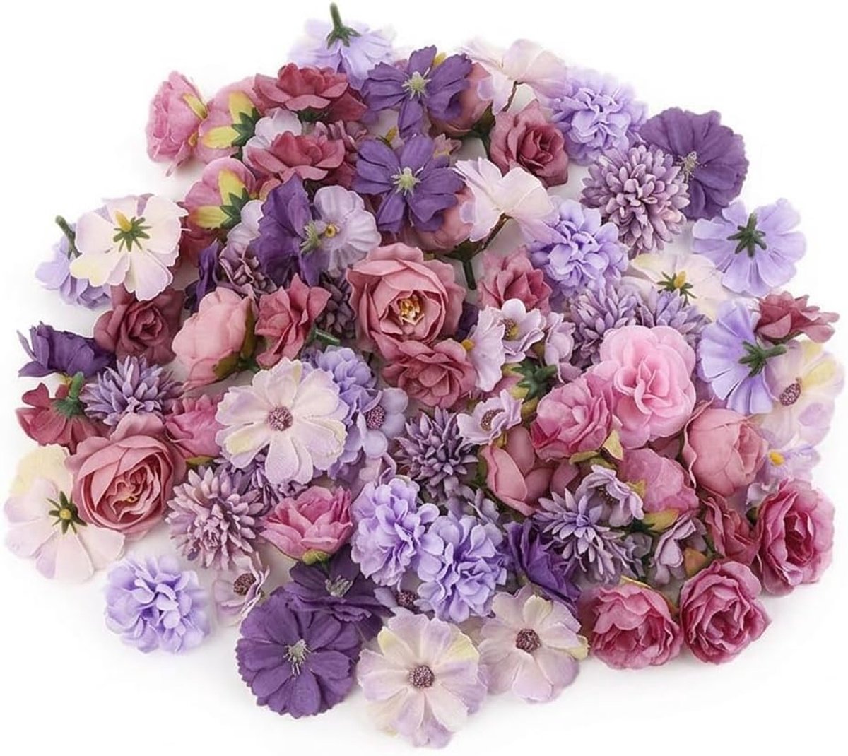 Kunstbloemen 50 Stuks - Paarse Kleine Bloemkoppen - Hoogwaardige Zijde - Perfect voor DIY Decoratie - SnelShoppen