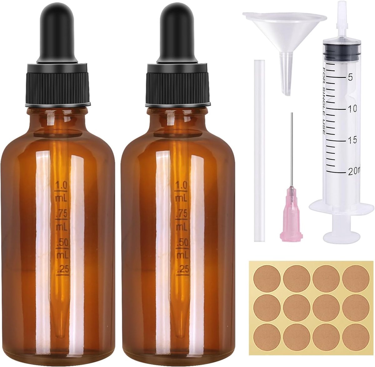 Pipette fles 50ml - glazen flessen met pipet - set van 2 - ideaal voor essentiële oliën - SnelShoppen