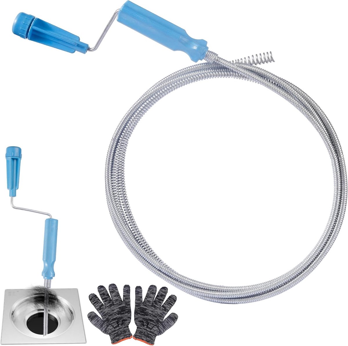 Drain spiral 3 m x 6 mm - kunststof - flexibel - geschikt voor afvoeronderhoud - SnelShoppen