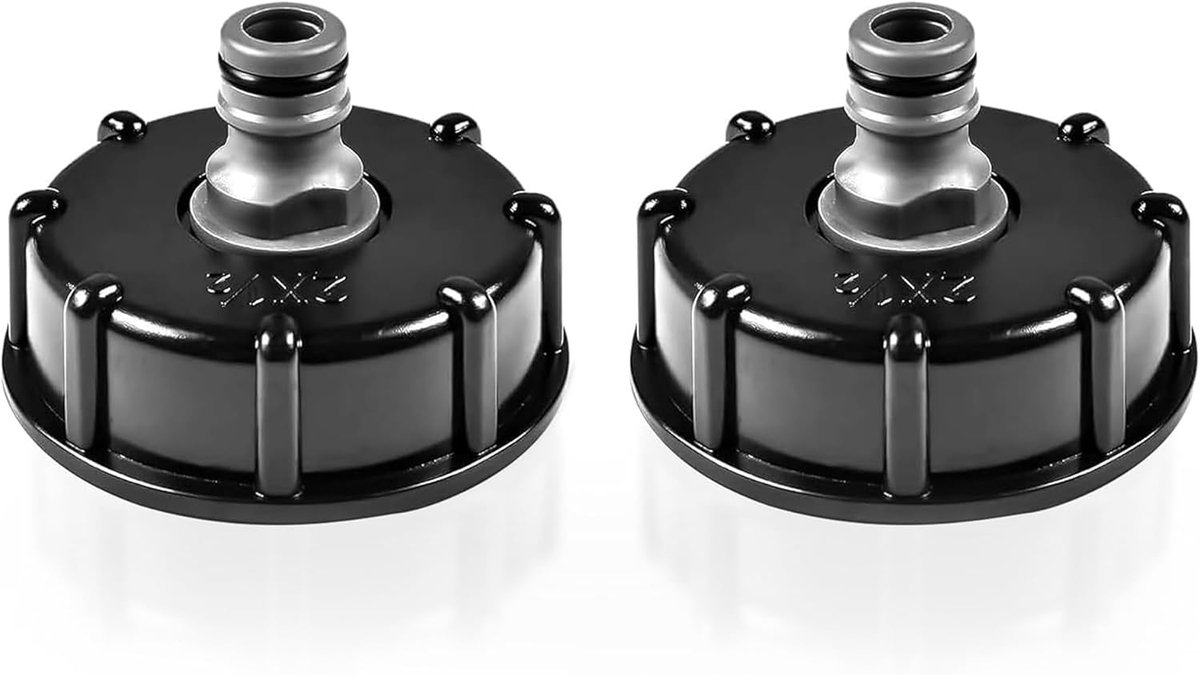 IBC tank accessoires set van 2 - S60 x 6 adapter - 1/2 inch aansluiting - voor regenwater tanks - SnelShoppen