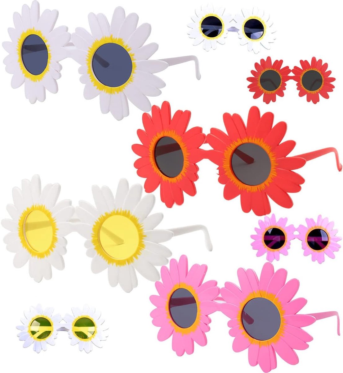 Zonnebril met bloemen - kleine witte glazen - tropisch design - perfect voor feestjes - SnelShoppen