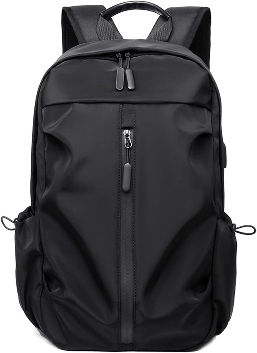 VHV - Laptop Rugzak 15,6 Inch - Waterafstotende Zakelijke Rugzak met USB-Oplaadpoort en Kofferband - Voor Dames en Heren, Werk, Studie, School en Reizen - Zwart