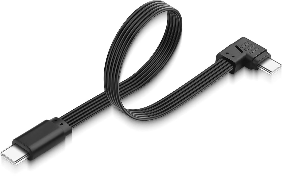 USB C 2.0 Kabel 30 cm - Platte Silicone - 90 Graden Hoek - Ideaal voor Auto en Laptop - SnelShoppen