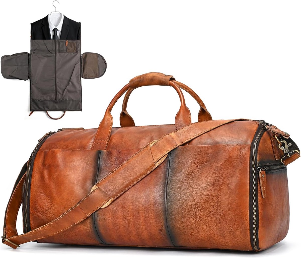Reistas met kledingcompartiment - grote leren duffelbag - met schoenencompartiment - ideaal voor reizen - SnelShoppen