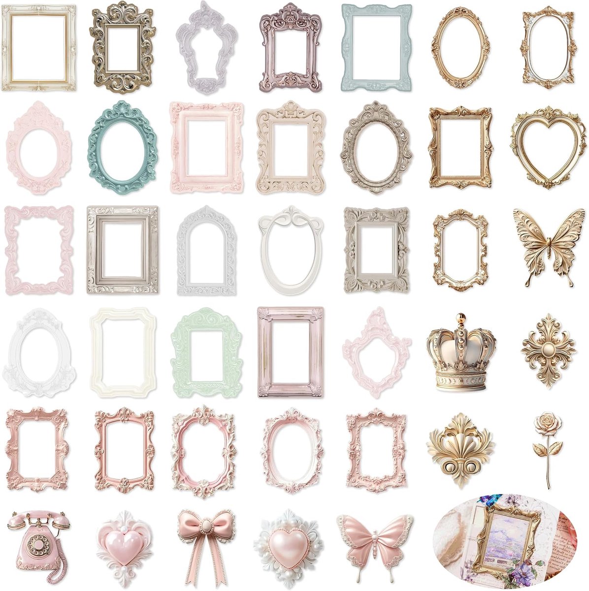 Scrapbook met kantlijst - 40 vellen mini fotolijsten - vintage design - perfect voor album creaties - SnelShoppen
