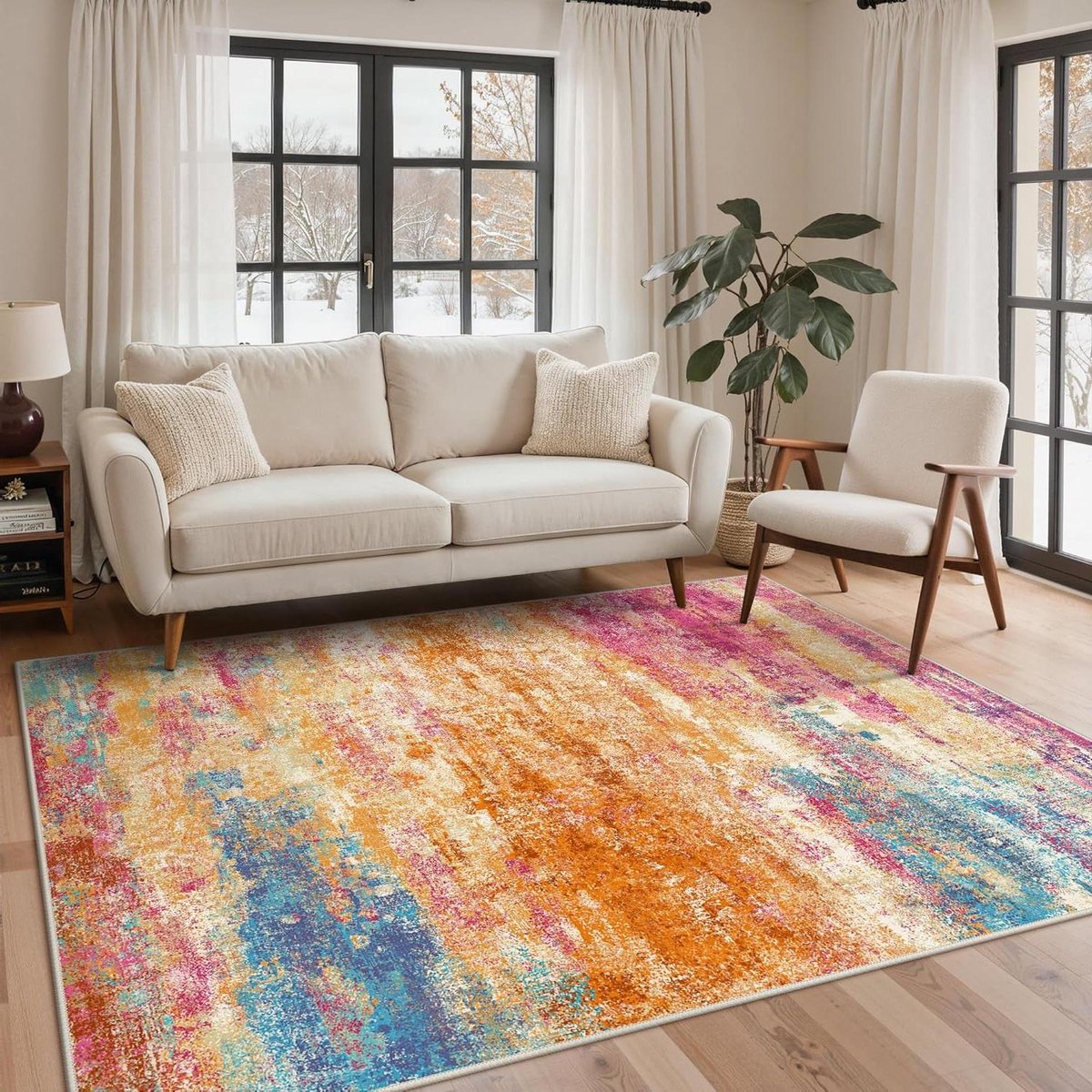 Abstract Vloerkleed - Wasbaar Kleed - Woonkamer Aankleden - Antislip Onderkant - 160 x 230 cm - Sonnenhauch