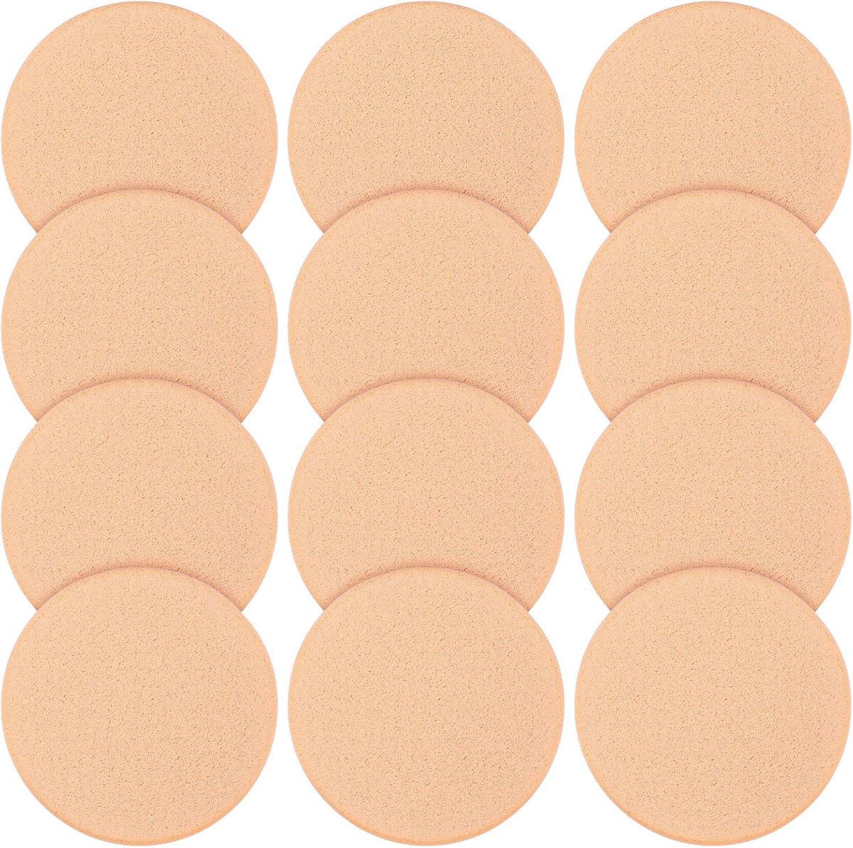 SnelShoppen - 12 Stuks Ronde Makeup Sponsjes - Poeder Puff Blender Sponzen - Wasbare & Herbruikbare Applicators voor Liquid Foundation, Concealer, Poe