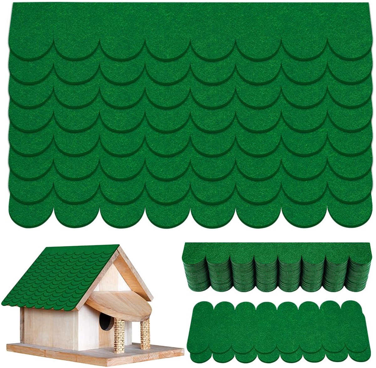 Dakbedekking zelfklevend 32 stuks - Groen - Mini roofing felt - Voor vogelhuisjes en knutselprojecten - SnelShoppen