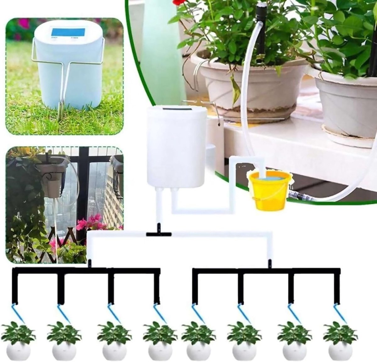 KZQ Automatische druppelirrigatieset voor planten - Watergeefapparaat voor binnen en buiten - Eenvoudige installatie en programmeerbaar - Geschikt voor potplanten en tuin - Zwart