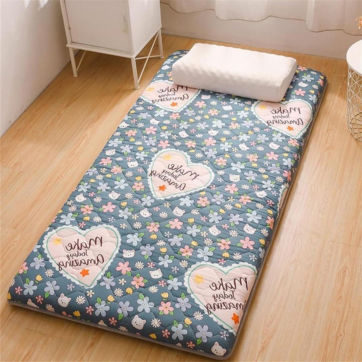 Opvouwbaar Tatami Matras - Vloermatras Vouwbaar - Multifunctioneel Gebruik - Huidvriendelijke Stof - 150x190cm - Flower
