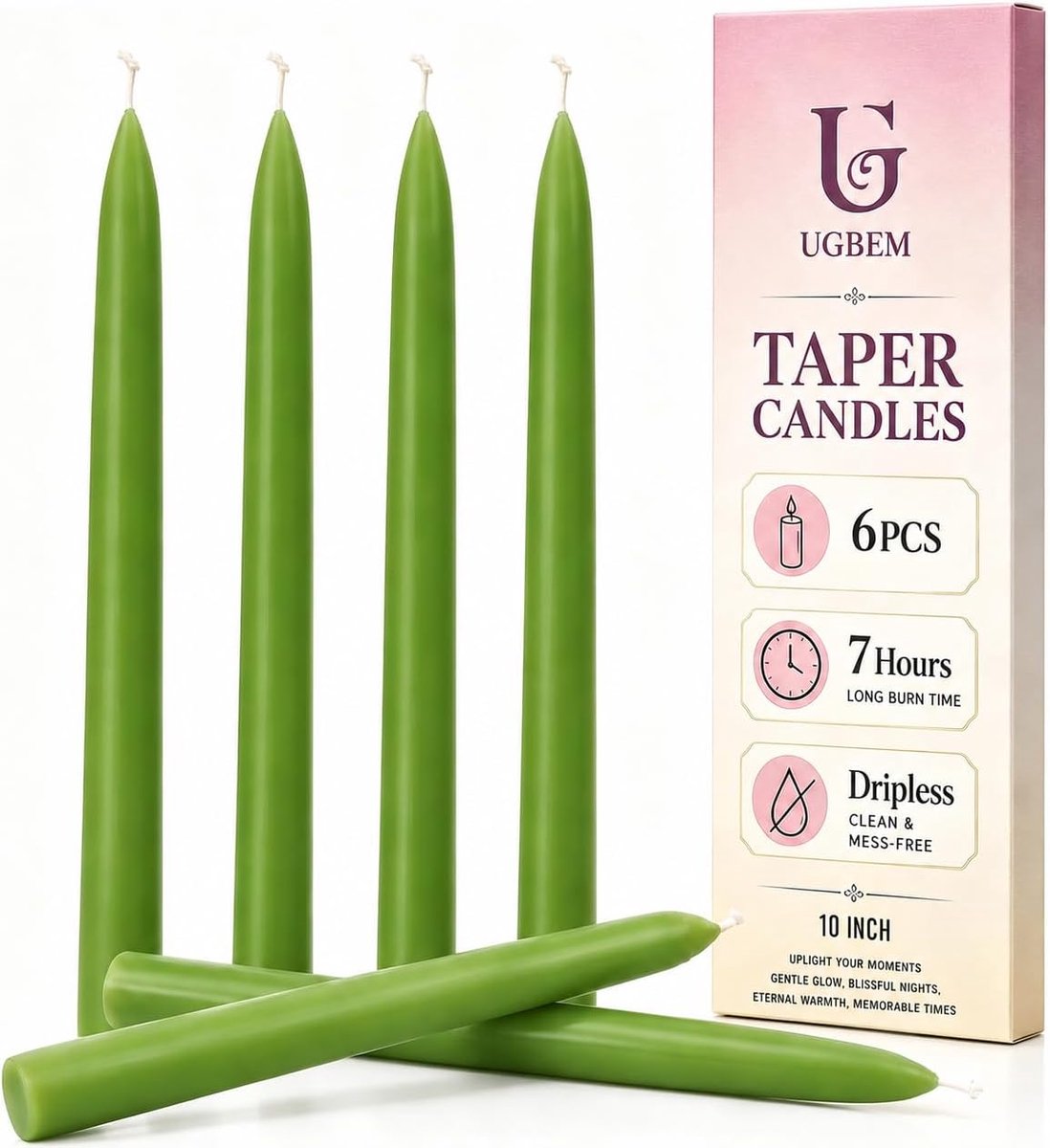 Tafelkandelaars 25 cm - Groene puntkaarsen - Langdurige brandtijd - Sfeervolle decoratie - SnelShoppen
