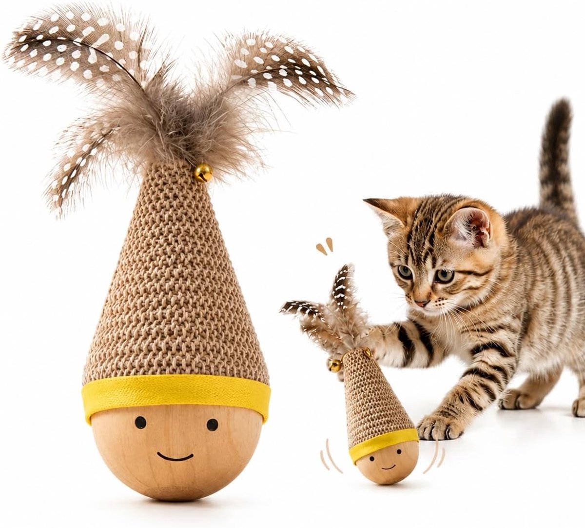 casalora Interactief Kattenspeeltje 2 Stuks – Tuimelaar met Veer en Belletje – Zelfstandig Kattenspeelgoed – Voor Kittens en Binnenkatten