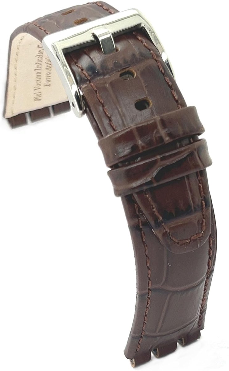 Leren Horlogeband 23mm - Crocodile Embossed - Geschikt voor Swatch Irony Alligator - Comfortabel en stijlvol - SnelShoppen