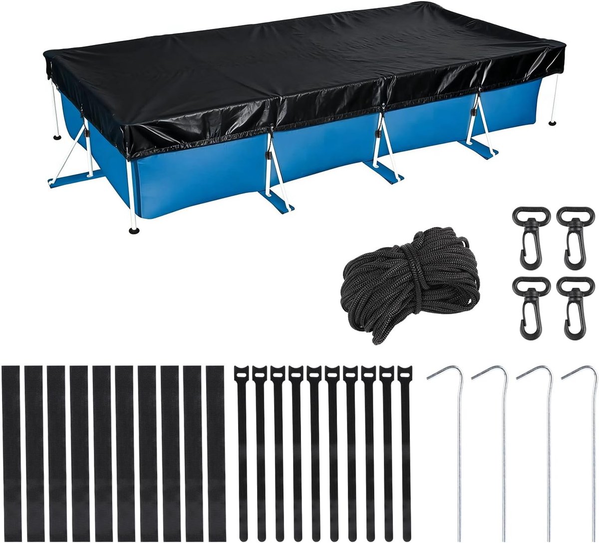 Poolcover rechthoekig 220 x 150 cm - Oxford stof met trekkoord - UV-bestendig en scheurbestendig - SnelShoppen