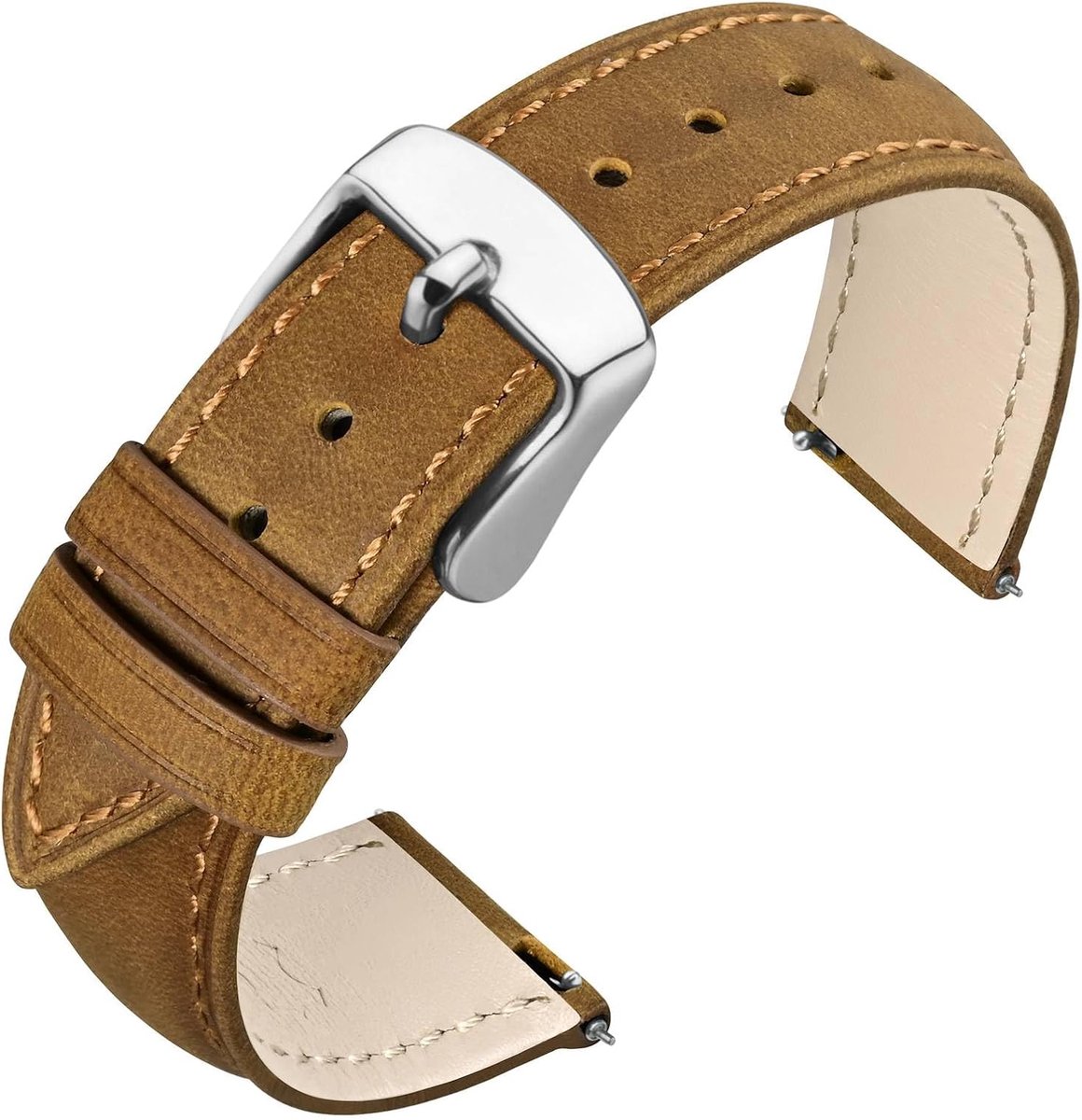 Horlogeband crazy horse leer 18-22 mm - snelsluiting - stijlvol en comfortabel - SnelShoppen