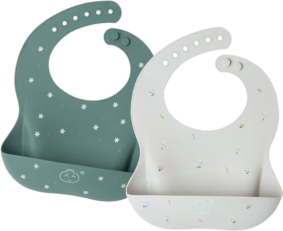 Silicone slabbetjes 2 stuks - verstelbaar en afwasbaar - waterproof en zacht - perfecte kruimelvanger voor baby's - SnelShoppen