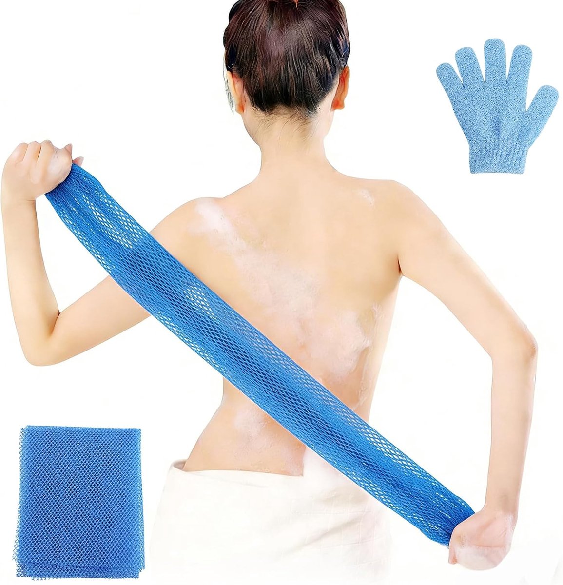 Peelingwasdoek 80 x 30 cm - Nylon net - Verstelbare lengte - Grondige huidreiniging - SnelShoppen