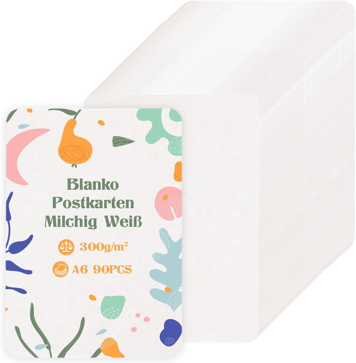 SnelShoppen - 90 A6 Kraft Papieren Postcards - 10.5 x 14.8 cm - 300g/m² - Blank Kaarten voor DIY, Bruiloft Uitnodigingen, Bedankkaarten, Milky White