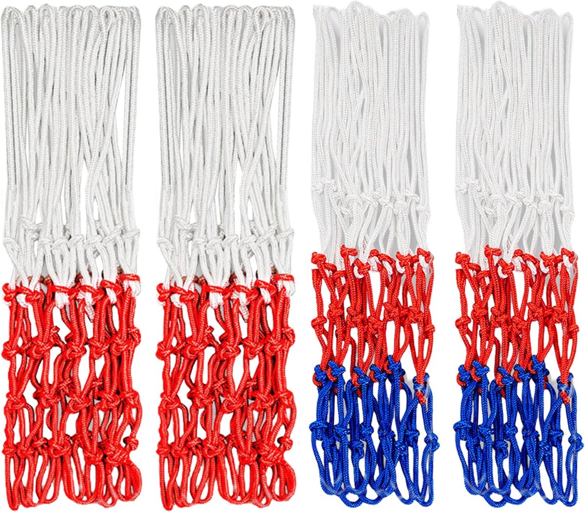 SnelShoppen - Basketball Net Set van 4 Stuks Weerbestendig Vervangnet, Geschikt voor Binnen en Buiten, 50cm met 12 Haakjes, Ideaal voor Training en Sp