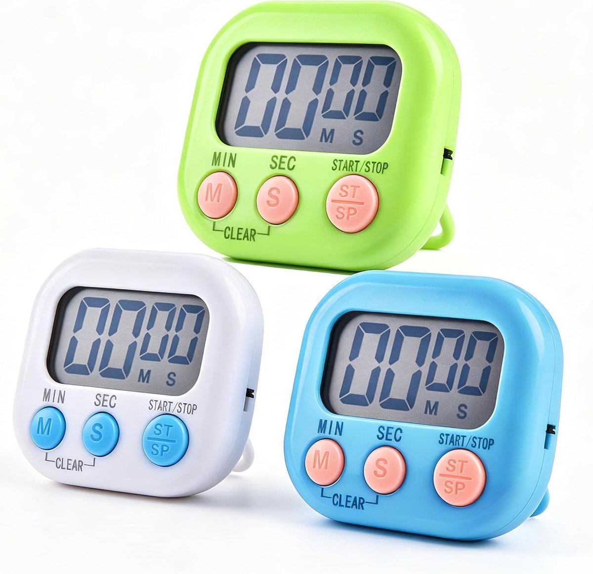 Digitale Keuken Timer - 3 Stuks - Magnetisch Ontwerp - Voor Koken en Leren - SnelShoppen