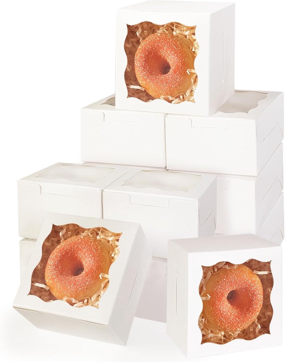 Macaron Dozen Dozenboxen 4 x 4 x 6.35 mm - Wit - 200 Stuks - Ideaal voor Feestjes - SnelShoppen