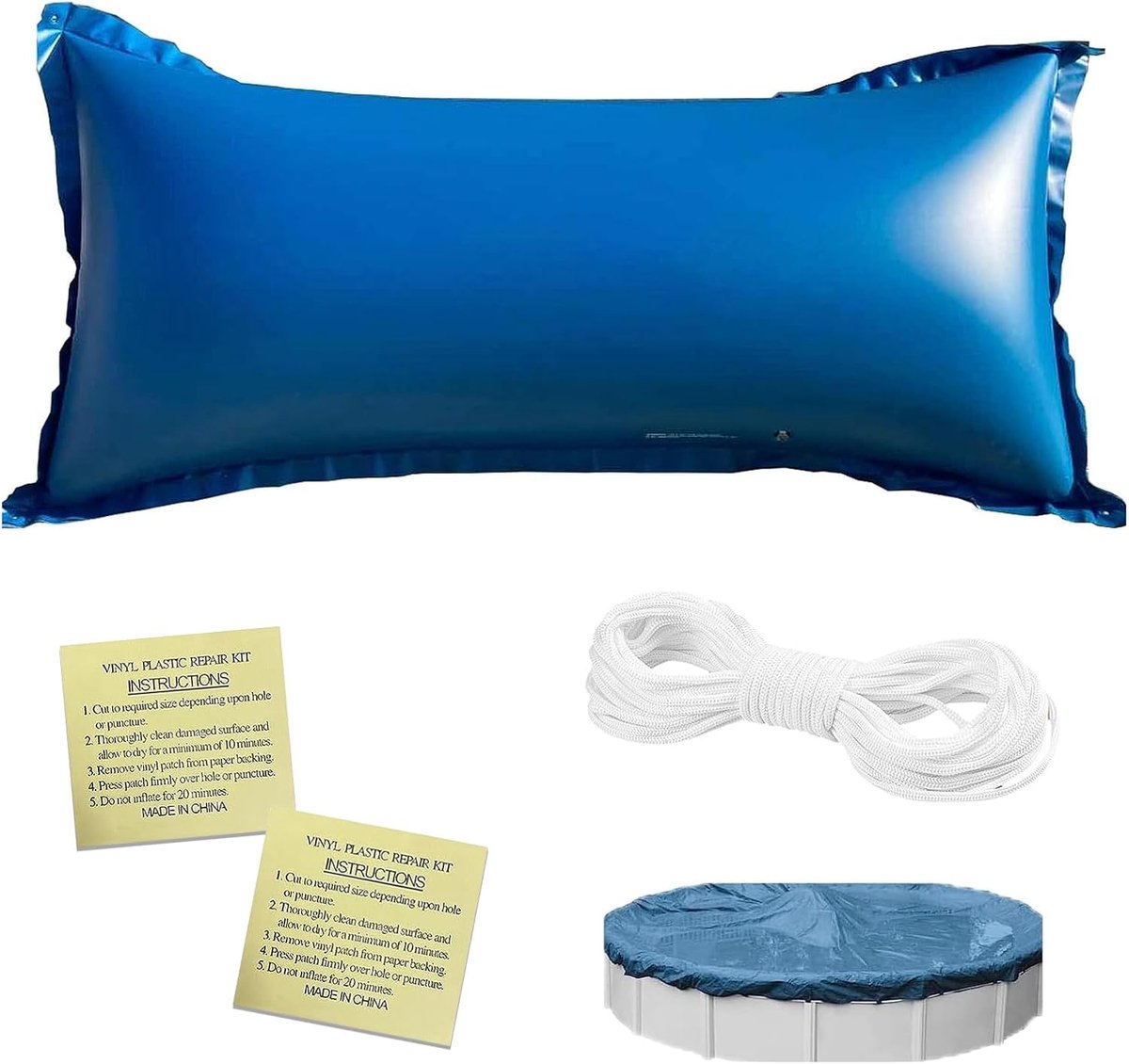 SnelShoppen - Winter Cushion Vierkant Opblaasbare Kussen 120 x 240 cm met 1 Touw - Duurzaam PVC - Voor Zwembad Bescherming bij Winterse Weersomstandig