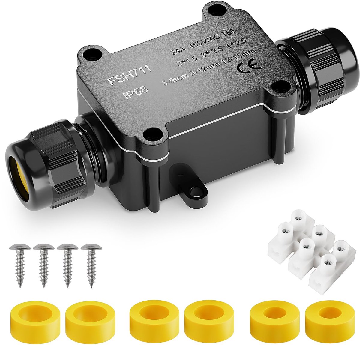 Junction Box IP68 Waterproof - Zwart - Met 3 Polsbeugels - Ideaal voor Buiteninstallaties - SnelShoppen