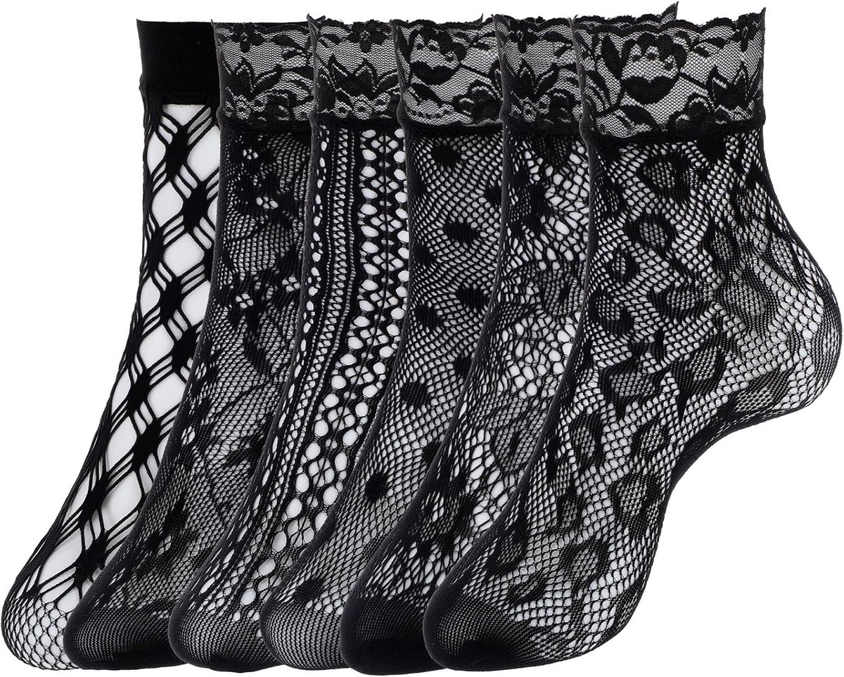 Korte visnetkousen - sexy kant - ruffles - voor een verleidelijke look - SnelShoppen