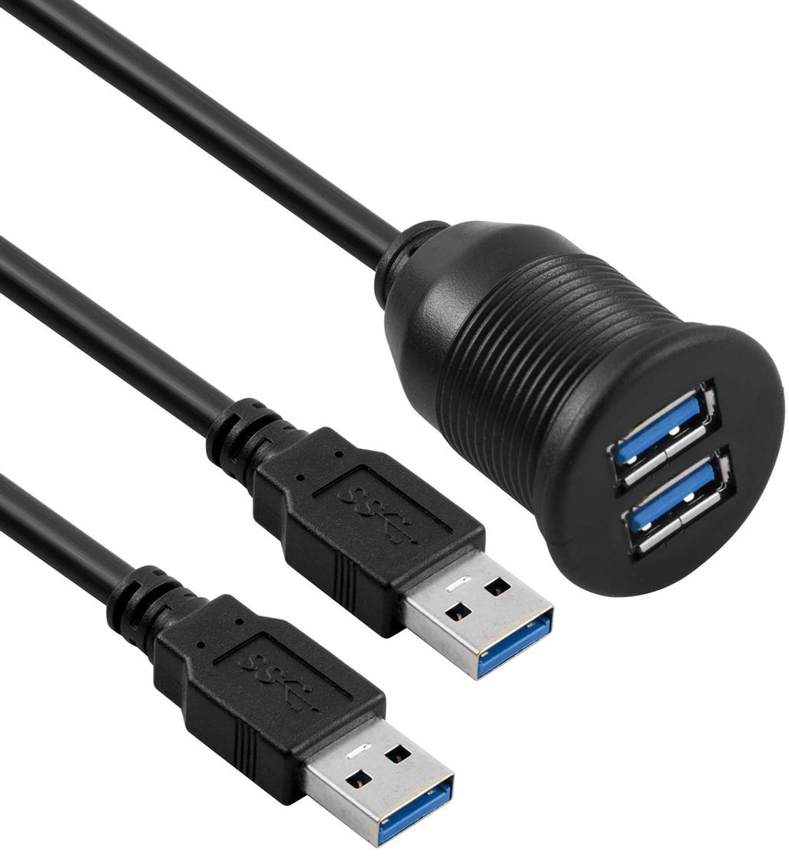 USB 3.0 kabel verlengkabel - 1 meter - dashboard montageset - ideaal voor auto en motor - SnelShoppen