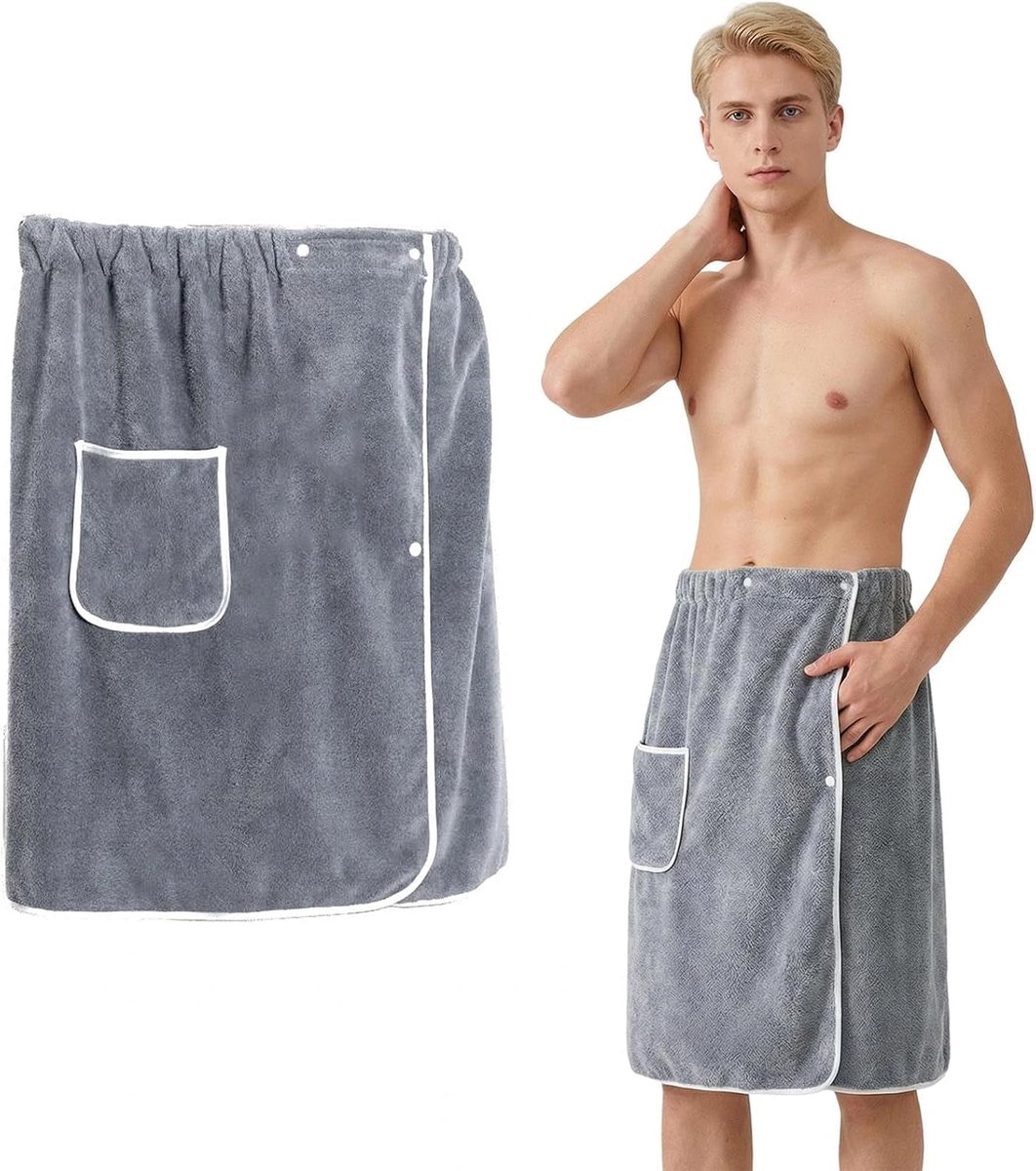Sauna Handdoek 65 x 140 cm - Sneldrogend Badlaken met Drukknoop - Verstelbare Taille - Ideaal voor Sauna en Gym - SnelShoppen