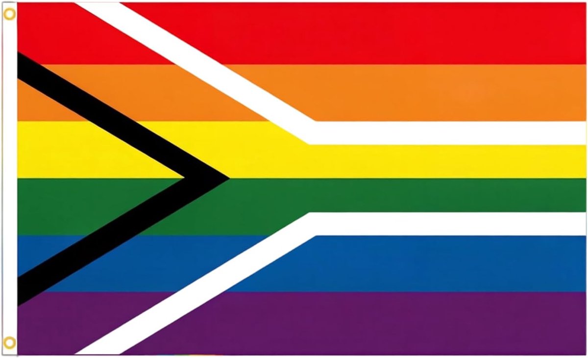 Zuid-Afrika regenboogvlag 90 x 150 cm - polyester - uv-bestendig - perfect voor pride parade decoratie - SnelShoppen