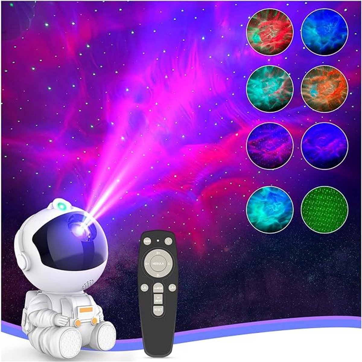 Astronaut Sterrenprojector– Galaxy Projector met Afstandsbediening – 15kleurcombinaties - Sterrenprojector voor Slaapkamer, Kinderkamer & Gamingruimte