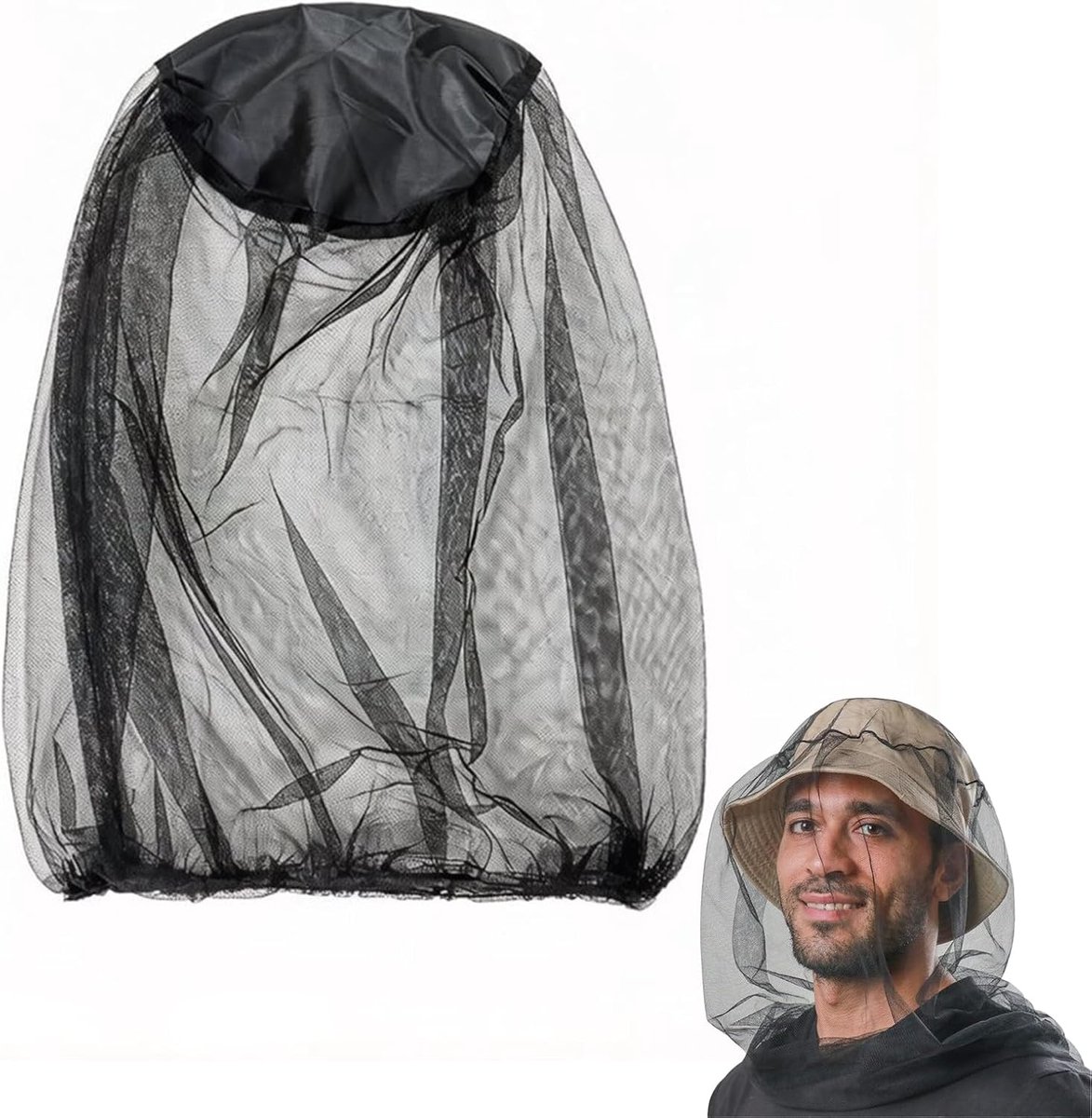 Insectenwerend net voor hoed - extra fijne mazen - natuurlijke bescherming - ideaal voor kamperen - SnelShoppen