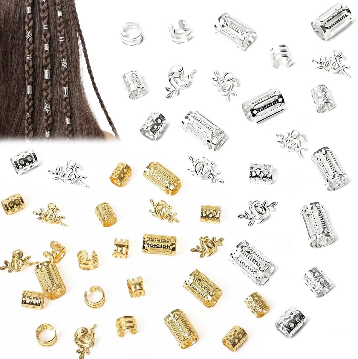Haaraccessoires voor vlechten 80 stuks - metalen bladeren - verstelbare manchetclips - voor unieke kapsels - SnelShoppen