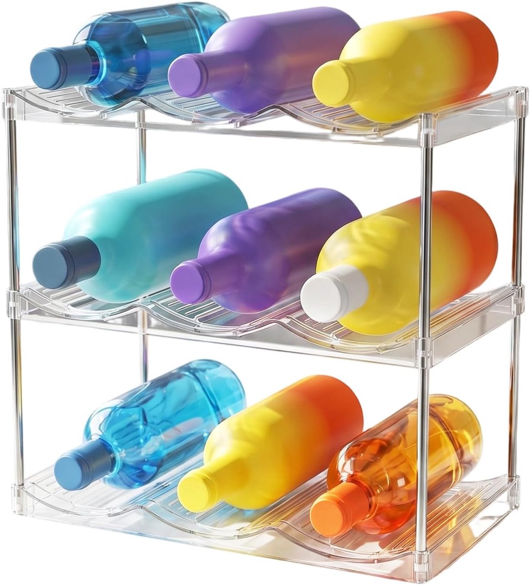 Flessenrek Stapelbaar - Waterfles Organizer - Ruimtebesparend - Ideaal voor in de keuken - SnelShoppen