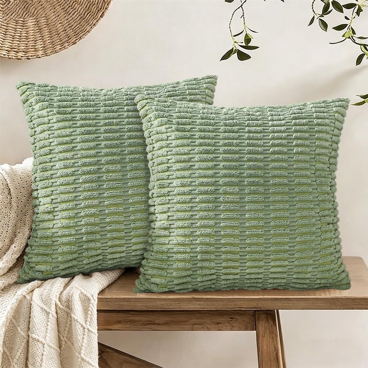 Kussenslopen set van 2 - 45 x 45 cm - zachte polyester - perfect voor woonkamer of slaapkamer - SnelShoppen