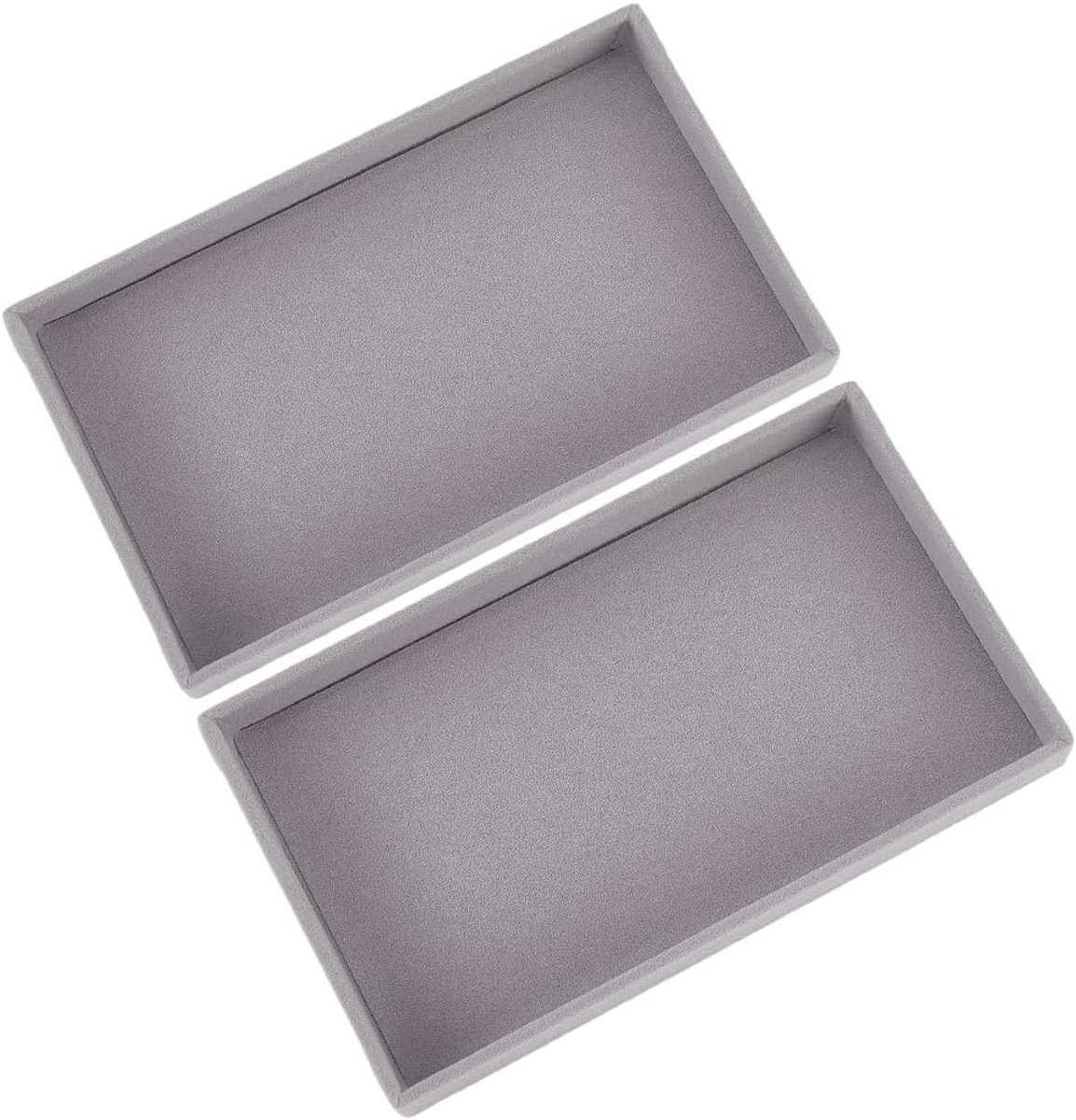 Sieraden tray 2 stuks - Grijze fluwelen organizers - Stapelbaar ontwerp - Perfect voor opbergen van sieraden - SnelShoppen