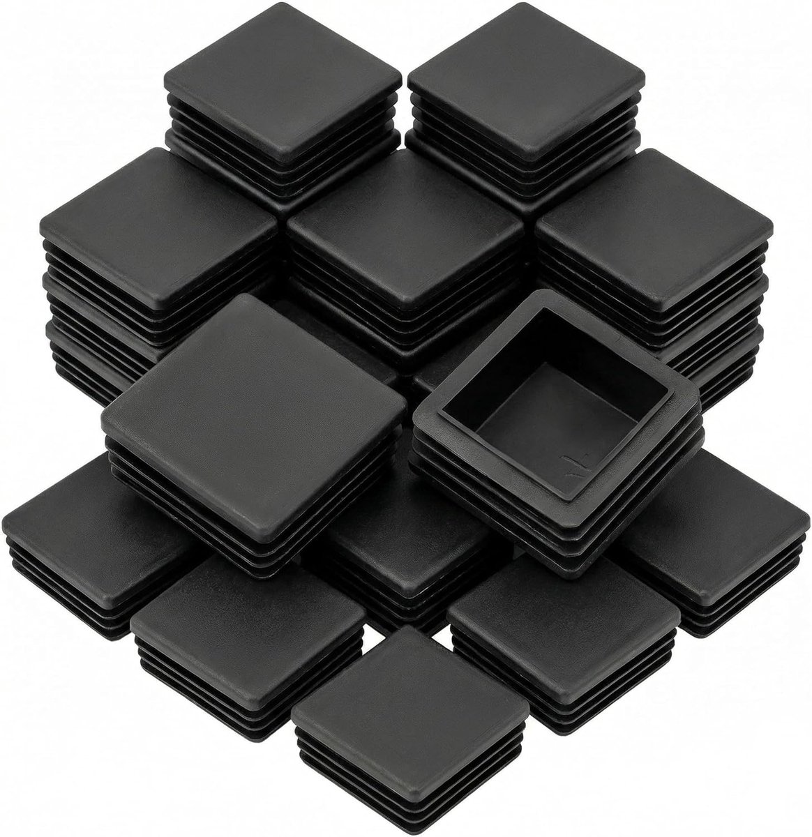 Eindkappen vierkante buizen 40x40mm - kunststof zwart - stevig en duurzaam - voorkomt krassen op de vloer - SnelShoppen