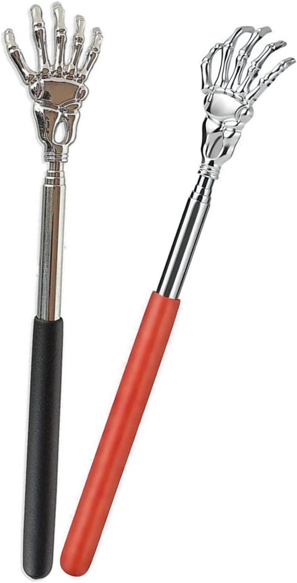 Rugkrabber 2 stuks - zwart + rood - uittrekbare telescopische handgreep - ideaal voor ontspannende massage - SnelShoppen