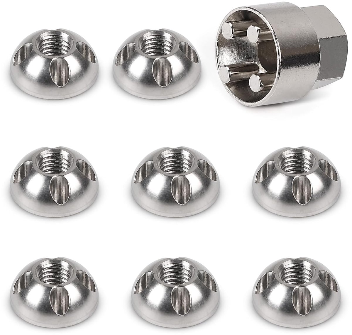 Anti-diefstalmoeren M8 x 1.25 mm - RVS 303 - speciale beveiliging - verhoogde diefstalpreventie - m-winkel