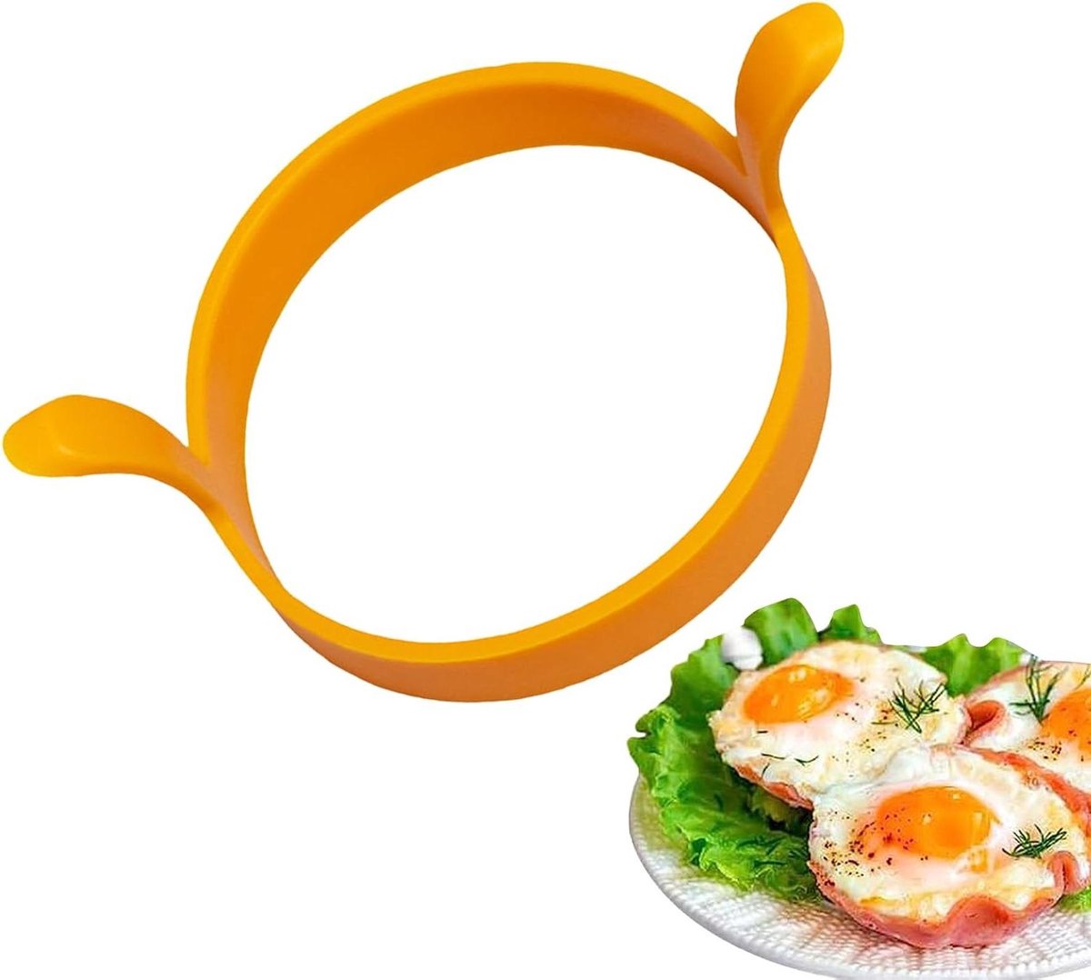 Eierringen Set - Pannenkoekvormer Ronde Vorm - Ontbijt Maken - Hittebestendig Siliconen - 12 x 8 x 6 cm - Oranje